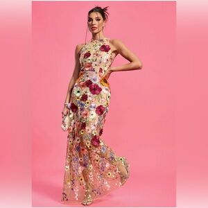 Maraya Floral Applique Maxi Dress